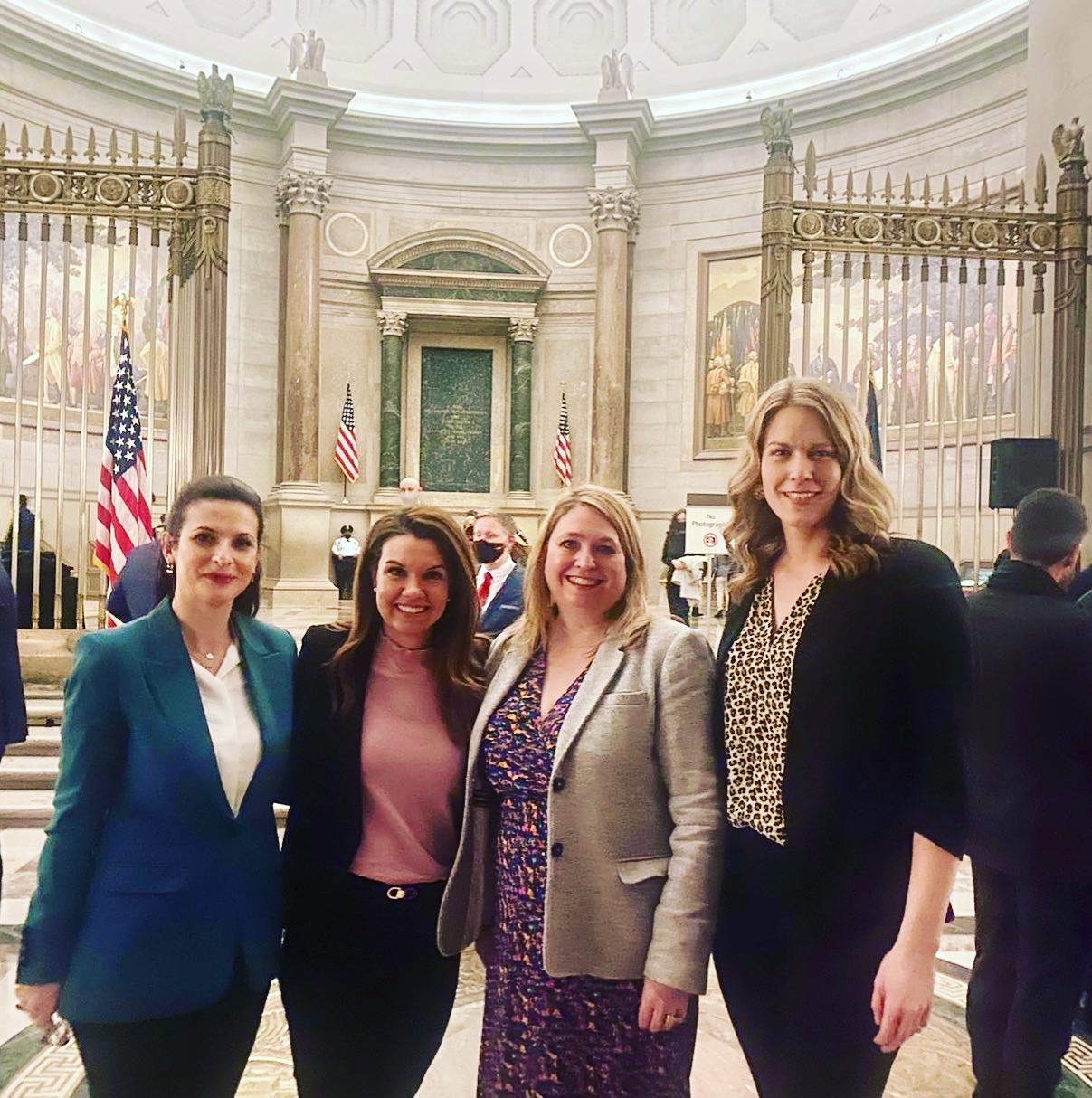 National Archives in Washington, D.C.: MP Gonjaj (Albania), Anne Basham (USA), MP Karen Bradley (UK), MP Rachael Thomas (Canada)
