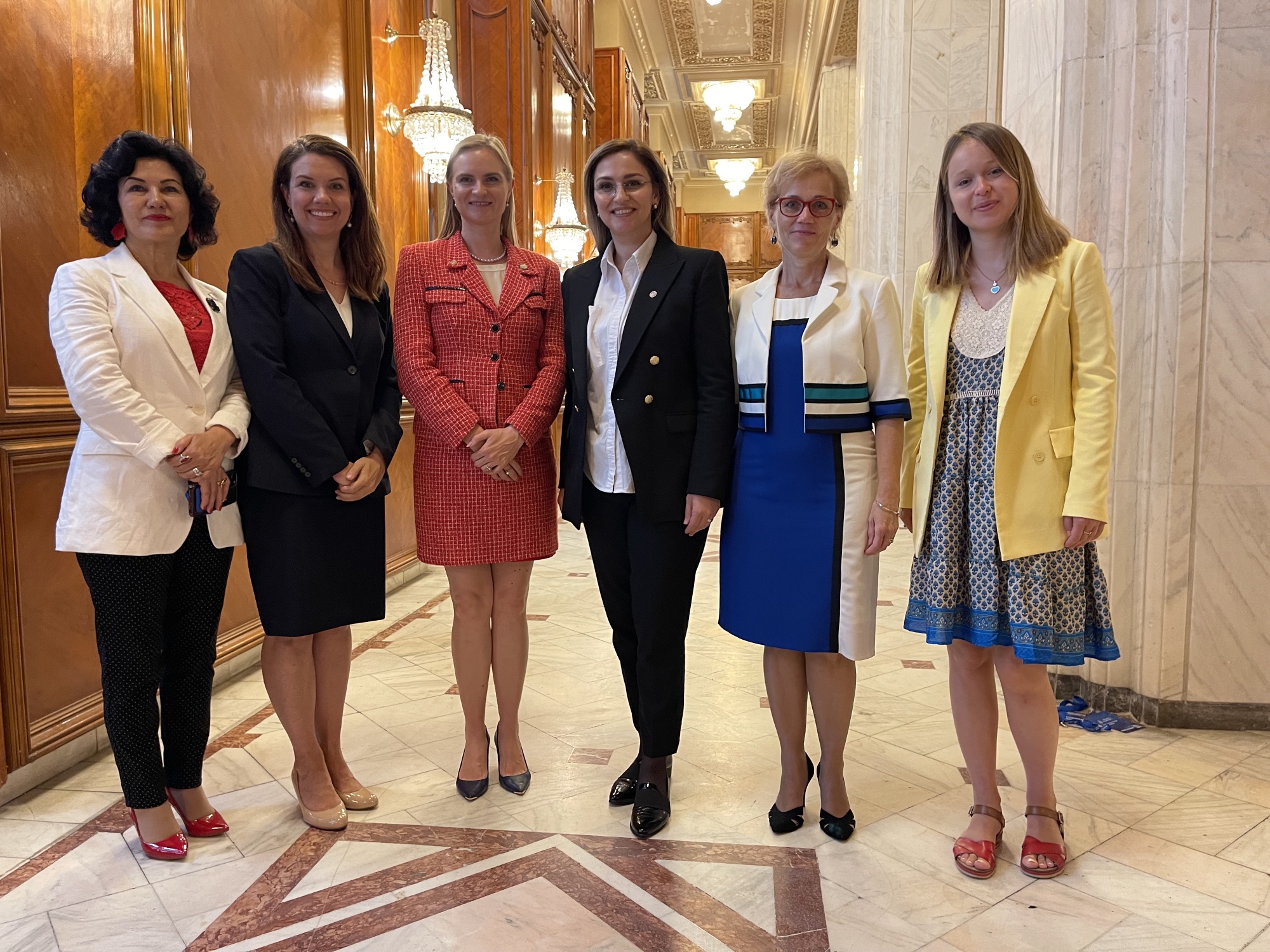 Romanian Parliament: Rushan Abbas (Uyghur Autonomous Region), Anne Basham (USA), Dr. Ekaterina Kostioukhina (USA), MP Shqipe Selimi (Kosovo), MP Rozalia Biro (Romania), MP Lisa Yasko (Ukraine)